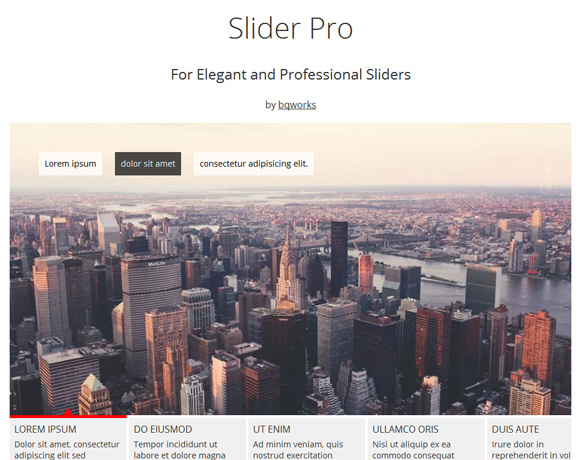 スマホのフリックにも対応する次世代jQueryスライダー「Slider Pro」